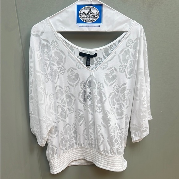 White House Black Market Tops - White House Black Market Cream 3/4 Sleeve Boxy Blouse